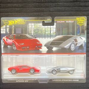Hot Wheels Red Lamborghini and Silver Lancia Set